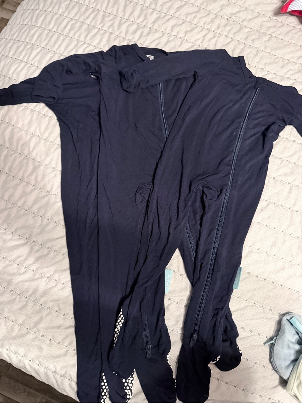 Kids Navy Blue Zipper Footed Pajamas - Brand